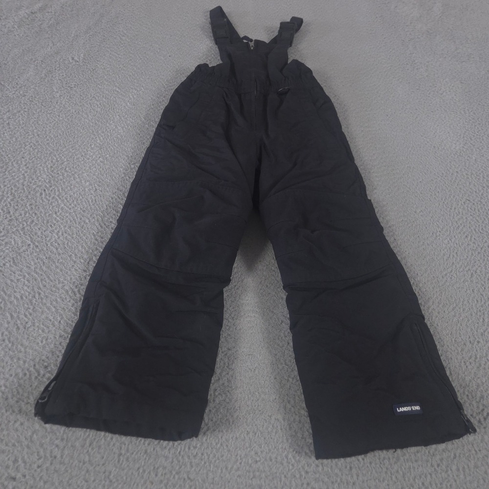 Lands End Bib Kids 5 Black Squall Straight Leg Grow-A-Longs Insulated Snow Pants
